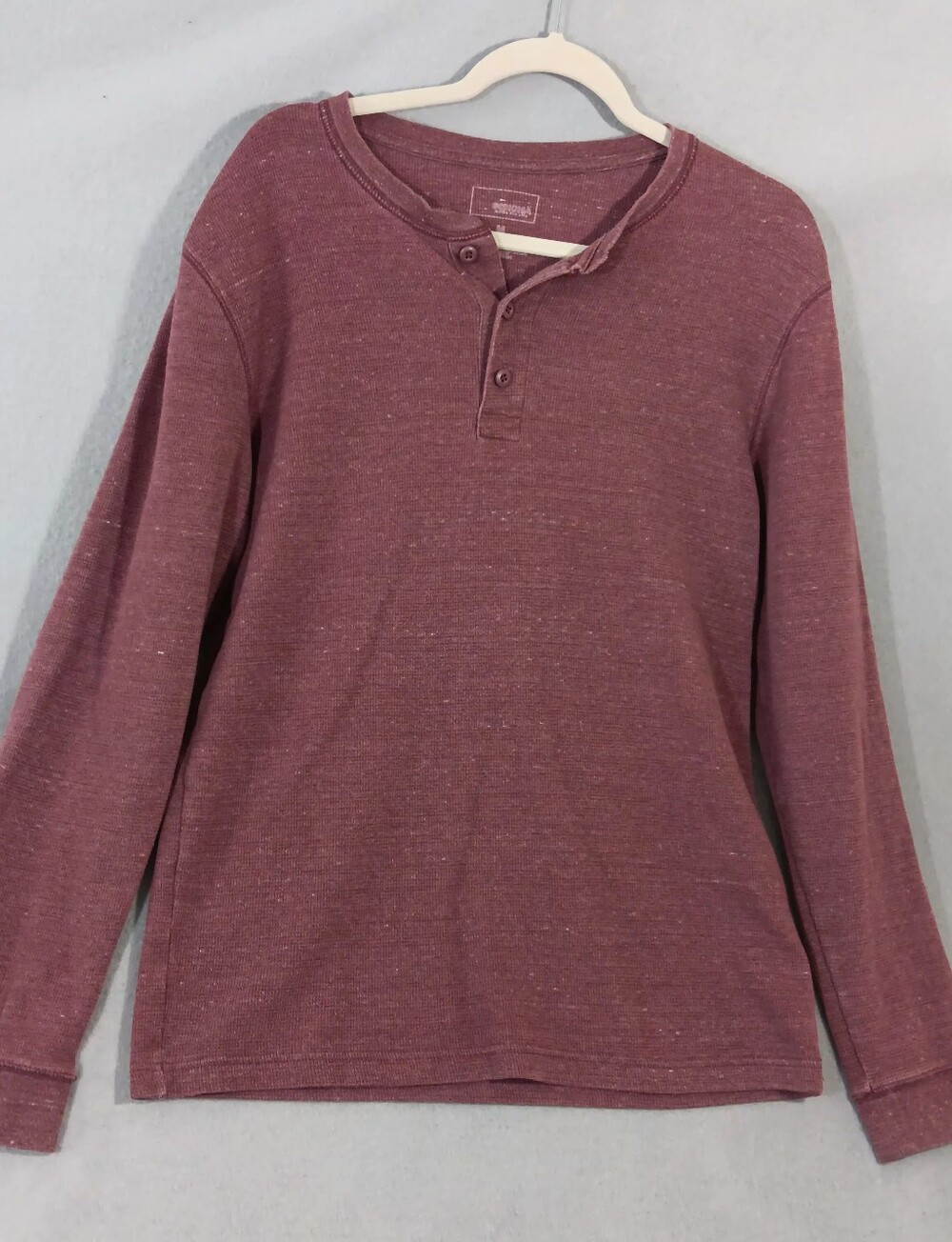 Sonoma Burgundy Thermal Waffle Knit Henley Long Sleeve Shirt Size M Gorpcore